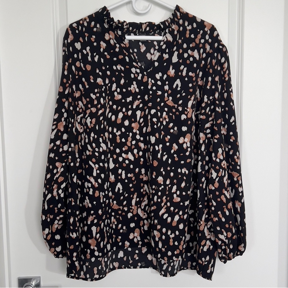 SHEIN Curve Women's Plus 3X Puff Long Sleeve Pattern Blouse Top